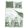 Pościele|Faro Pościel bawełniana biała w zielone liście TRENDY 220x200 cm