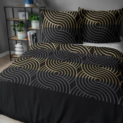 Pościele|inny Pościel bawełniana geometryczna czarna HOME SATIN 160x200 cm