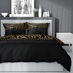 Pościele|inny Pościel bawełniana geometryczna czarna HOME SATIN 160x200 cm