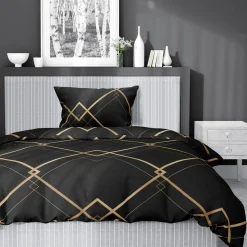 Pościele|inny Pościel bawełniana geometryczna czarna HOME SATIN 140x200 cm