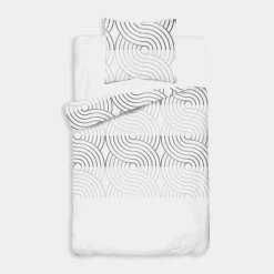 inny Pościel bawełniana geometryczna biała HOME SATIN 140x200 cm