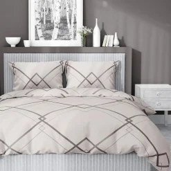 Pościele|inny Pościel bawełniana geometryczna kremowo-biała HOME SATIN 220x200 cm