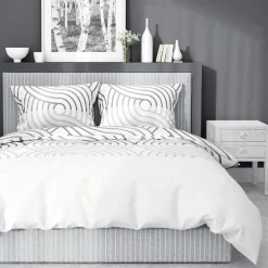 Pościele|inny Pościel bawełniana geometryczna biała HOME SATIN 160x200 cm