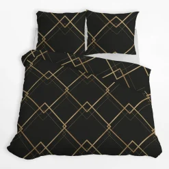 inny Pościel bawełniana geometryczna czarna HOME SATIN 220x200 cm