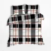 inny Pościel bawełniana w kratkę szara 220x200 cm