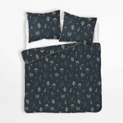 Pościele|inny Pościel bawełniana w kwiaty czarna PERKAL 160x200 cm