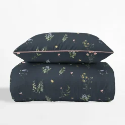 Pościele|inny Pościel bawełniana w kwiaty czarna PERKAL 220x200 cm