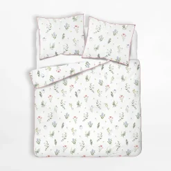 Pościele|inny Pościel bawełniana w kwiaty biała PERKAL 160x200 cm