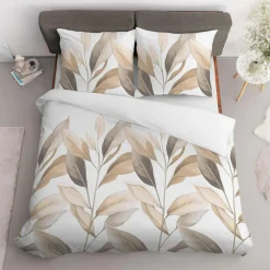 Pościele|inny Pościel bawełniana w liście biała HOME SATIN 220x200 cm