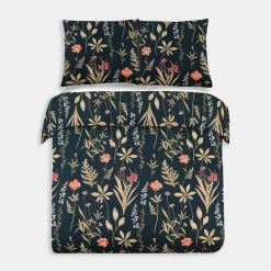 Pościele|inny Pościel bawełniana w polne kwiaty czarna LETICIA 160x200 cm