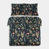 inny Pościel bawełniana w polne kwiaty czarna LETICIA 220x200 cm