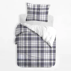 Dzieci inny Pościel bawełniana w szarą kratę BOHOO 140x200 cm