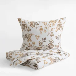 Darymex Pościel bawełniana w złote kwiaty JERSEYLOVE 220x200 cm