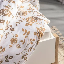 Darymex Pościel bawełniana w złote kwiaty JERSEYLOVE 220x200 cm