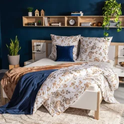 Darymex Pościel bawełniana w złote kwiaty JERSEYLOVE 220x200 cm