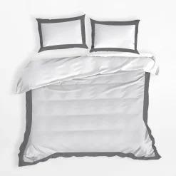 Pościele|Eurofirany Pościel nowoczesna biało-stalowa LAURA 220x200 cm
