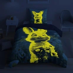 inny Pościel świecąca w ciemności, wzór królika, FLUO 140x200 cm