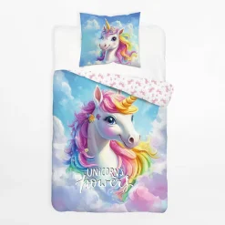 inny Pościel świecąca w ciemnościach, wzór tęczowego jednorożca, FLUO 140x200 cm