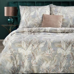 Eurofirany Pościel z satyny bawełnianej w liście NIKA 220x200 cm