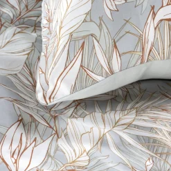 Eurofirany Pościel z satyny bawełnianej w liście NIKA 220x200 cm