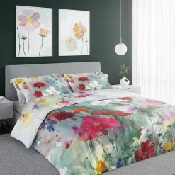 Faro Pościel z satyny bawełnianej malarska łąka NOBILE 220x200 cm
