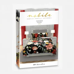 Faro Pościel z satyny bawełnianej w kwiaty NOBILE 140x200 cm