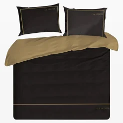 EVA MINGE Pościel z satyny bawełnianej czarno-złota 220x200 cm