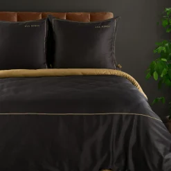 EVA MINGE Pościel z satyny bawełnianej czarno-złota 220x200 cm