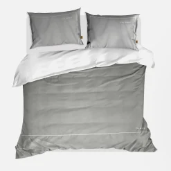 Eurofirany Pościel z satyny bawełnianej szaro-biała EVA MINGE 220x200 cm