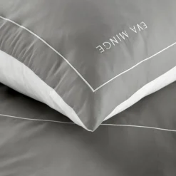 Eurofirany Pościel z satyny bawełnianej szaro-biała EVA MINGE 220x200 cm