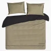 EVA MINGE Pościel z satyny bawełnianej beżowo-czarna 160x200 cm