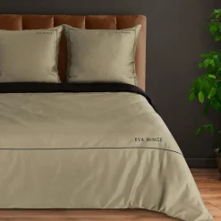 EVA MINGE Pościel z satyny bawełnianej beżowo-czarna 160x200 cm