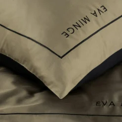 EVA MINGE Pościel z satyny bawełnianej beżowo-czarna 160x200 cm