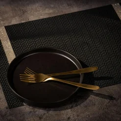 inny Podkładka na stół czarna w paski 30x45 cm