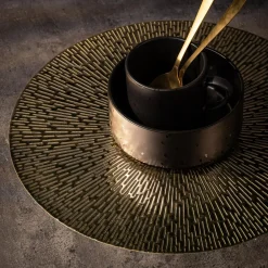 inny Podkładka na stół okrągła złota 38 cm