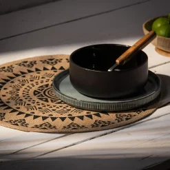 Podkładki Na Stół| Podkładka na stół z juty czarna 38 cm