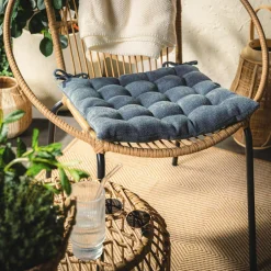 inny Poduszka na krzesło niebieska DALLAS 40x40 cm