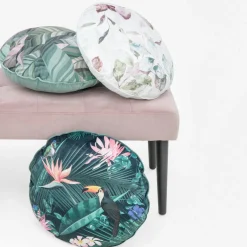 Estetica Poduszka welurowa w liście zielona LAURIEL JOEY 45 cm