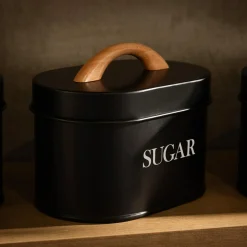 Pojemnik kuchenny na cukier czarny 15 cm