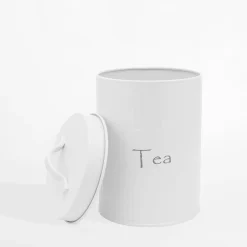 Pojemniki Na Żywność|inny Pojemnik metalowy na herbatę biały 11,2x17,5 cm