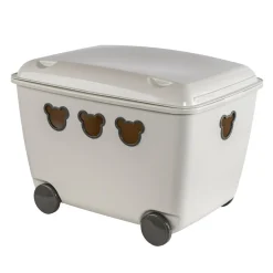 Dzieci Pojemnik na zabawki biały z kółkami TEDDY, 55 l
