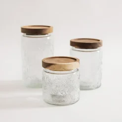 Pojemniki Na Żywność|inny Pojemnik szklany z akacjową pokrywką 1000 ml