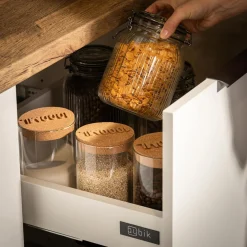 Pojemniki Na Żywność| Pojemnik szklany z korkową pokrywką 1L