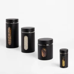 inny Pojemnik szklany z metalową pokrywką czarny 660 ml