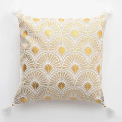 inny Poszewka dekoracyjna art deco kremowa TANZA 45x45 cm