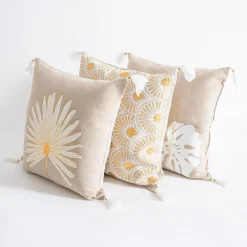 inny Poszewka dekoracyjna art deco kremowa TANZA 45x45 cm