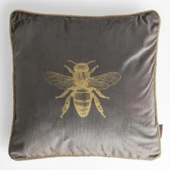 Poszewki I Poduszki Dekoracyjne|Estetica Poszewka dekoracyjna szara z pszczołą AURE 45x45 cm