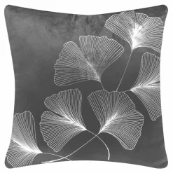 Poszewki I Poduszki Dekoracyjne|Estetica Poszewka dekoracyjna w liście miłorzębu szara INEZ 45x45 cm