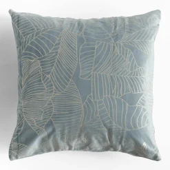 inny Poszewka dekoracyjna w złote liście niebieska ESTHER 45x45 cm