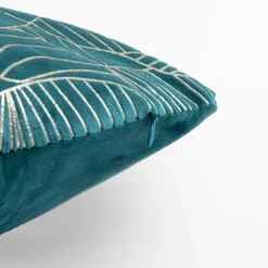 inny Poszewka dekoracyjna w złote liście turkusowa ESTHER 45x45 cm